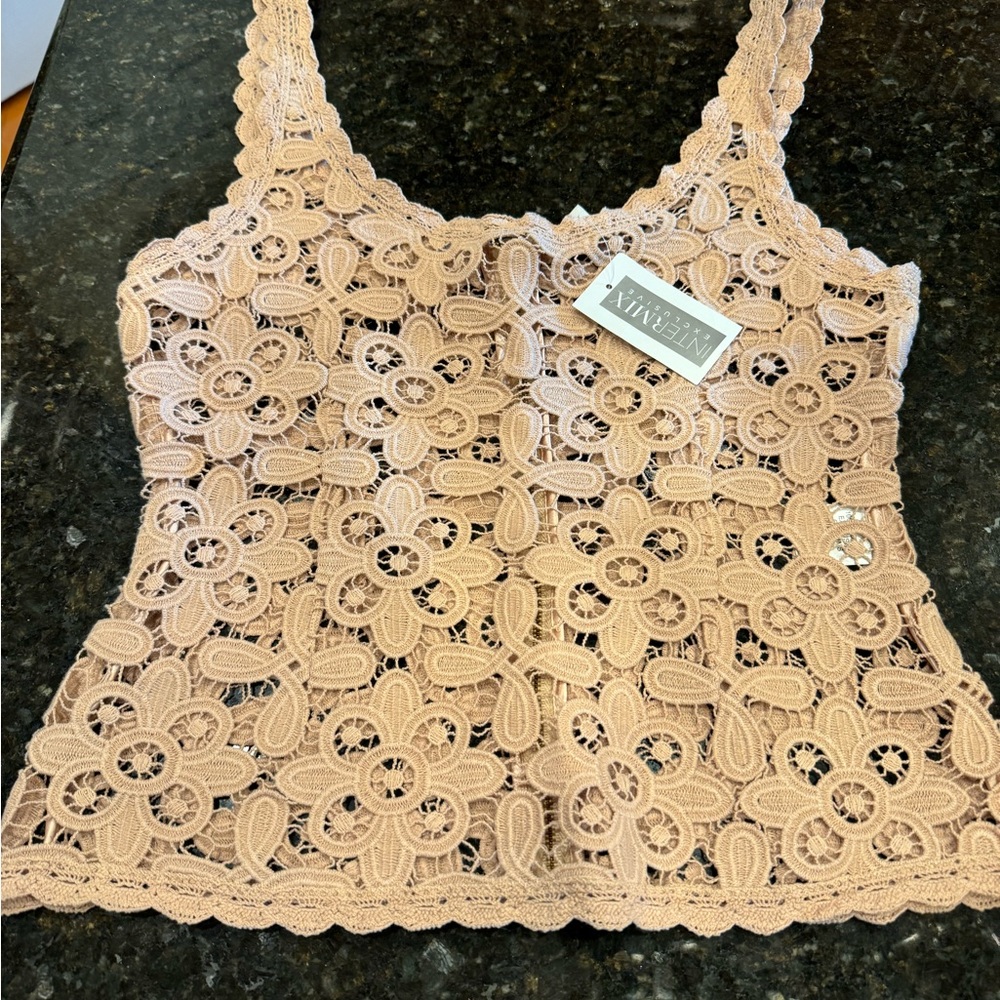 Intermix Lace Crop top! Marked large but measures small!  Brand New w tags!